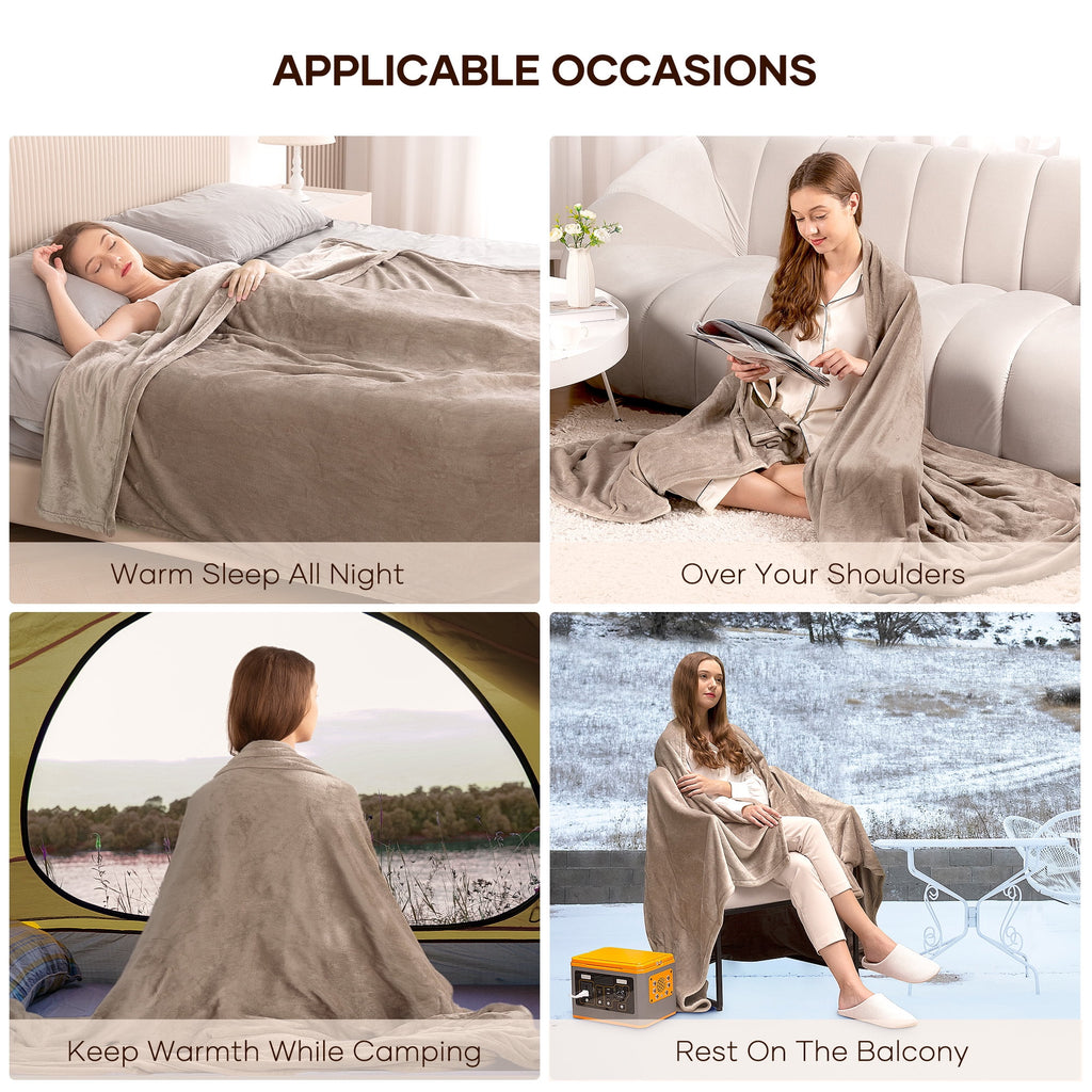 Electric Blanket 72" x 84" Full Size with 6 Heating Levels, 10 H Auto-off, Flannel, Machine Washable, Linen