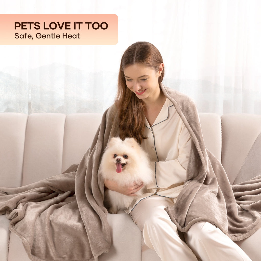 Electric Blanket 72" x 84" Full Size with 6 Heating Levels, 10 H Auto-off, Flannel, Machine Washable, Linen