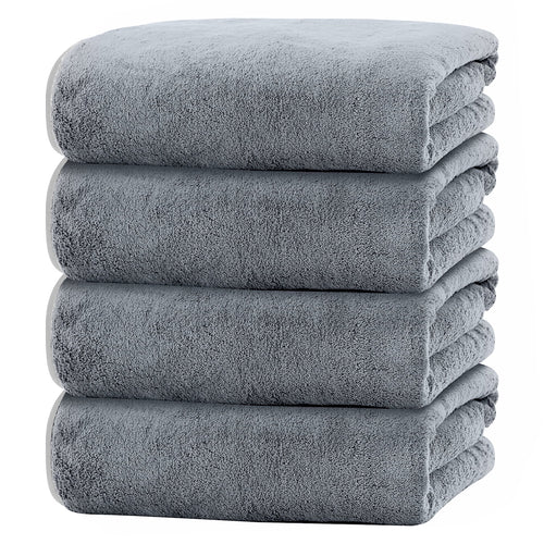 Bath Towels Set of 4, Large 28"x 55" Bath Towels Highly Absorbent & Quick Dry, 100% Microfiber Bath Sheets, Soft Luxurious Towels for Bathroom Spa Hotel Gym