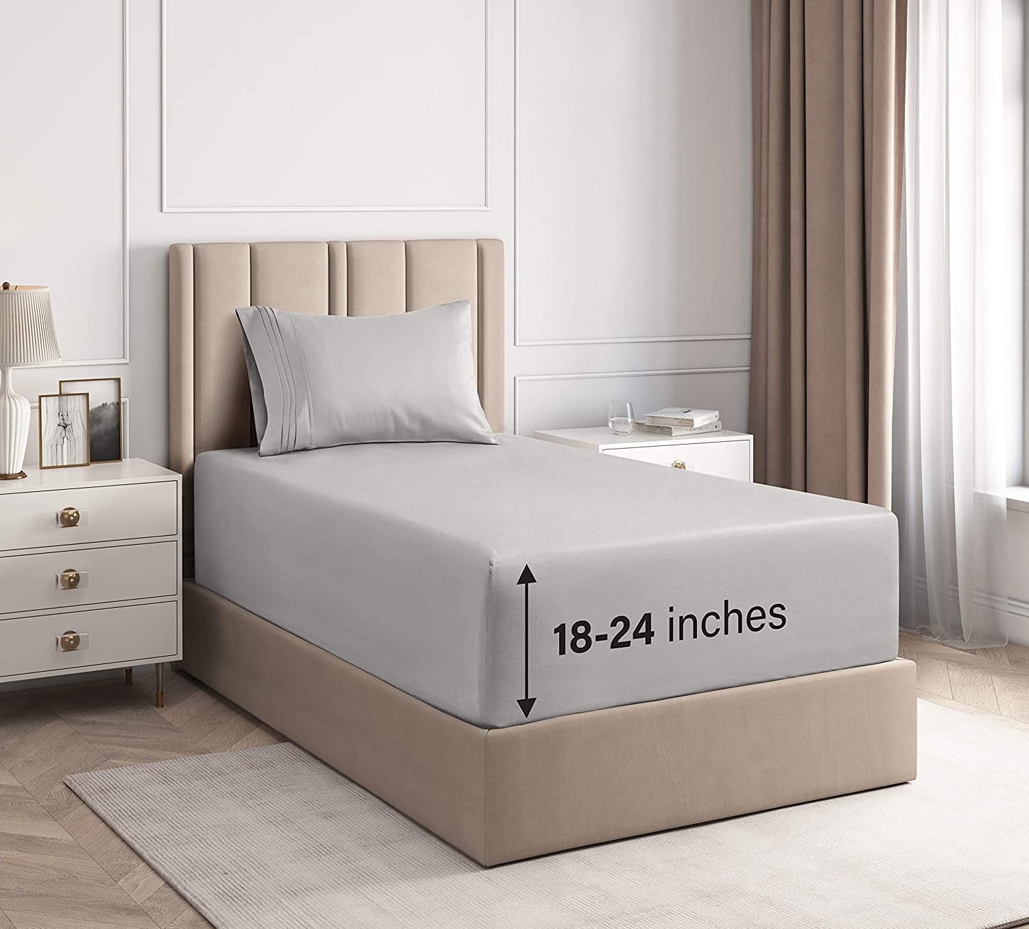 CGK Linens 4-Piece Extra Deep Pocket Sheet Set - Queen Size Breathable & Cooling Bed Sheets Fits 18"-24" Mattresses, White