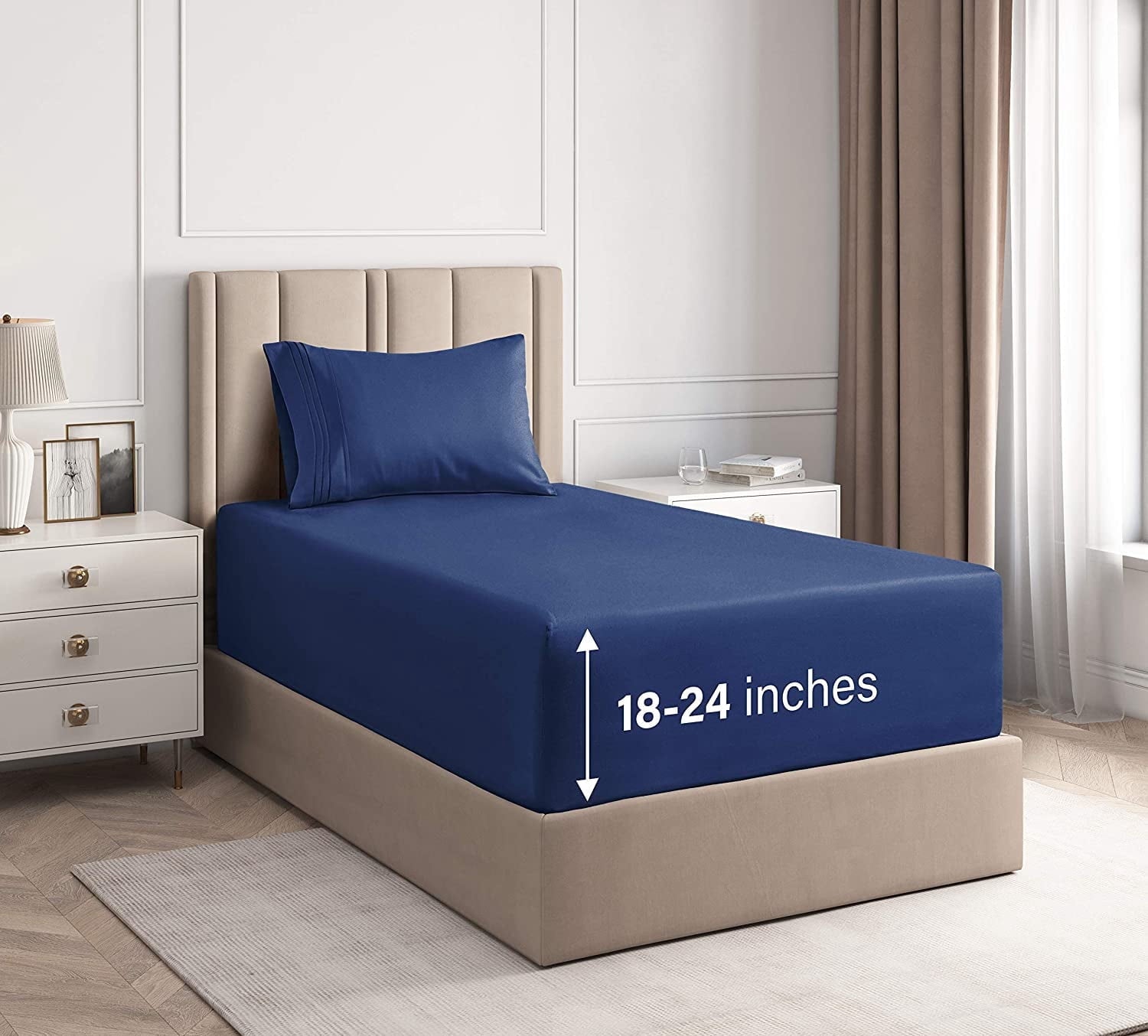 CGK Linens 4-Piece Extra Deep Pocket Sheet Set - Queen Size Breathable & Cooling Bed Sheets Fits 18"-24" Mattresses, White