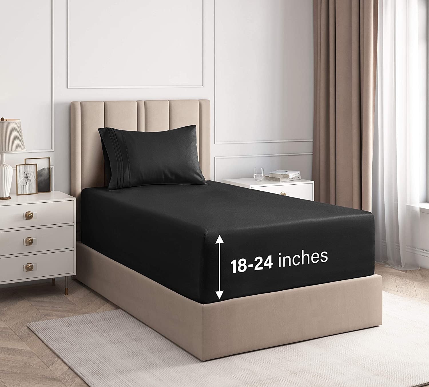 CGK Linens 4-Piece Extra Deep Pocket Sheet Set - Queen Size Breathable & Cooling Bed Sheets Fits 18"-24" Mattresses, White