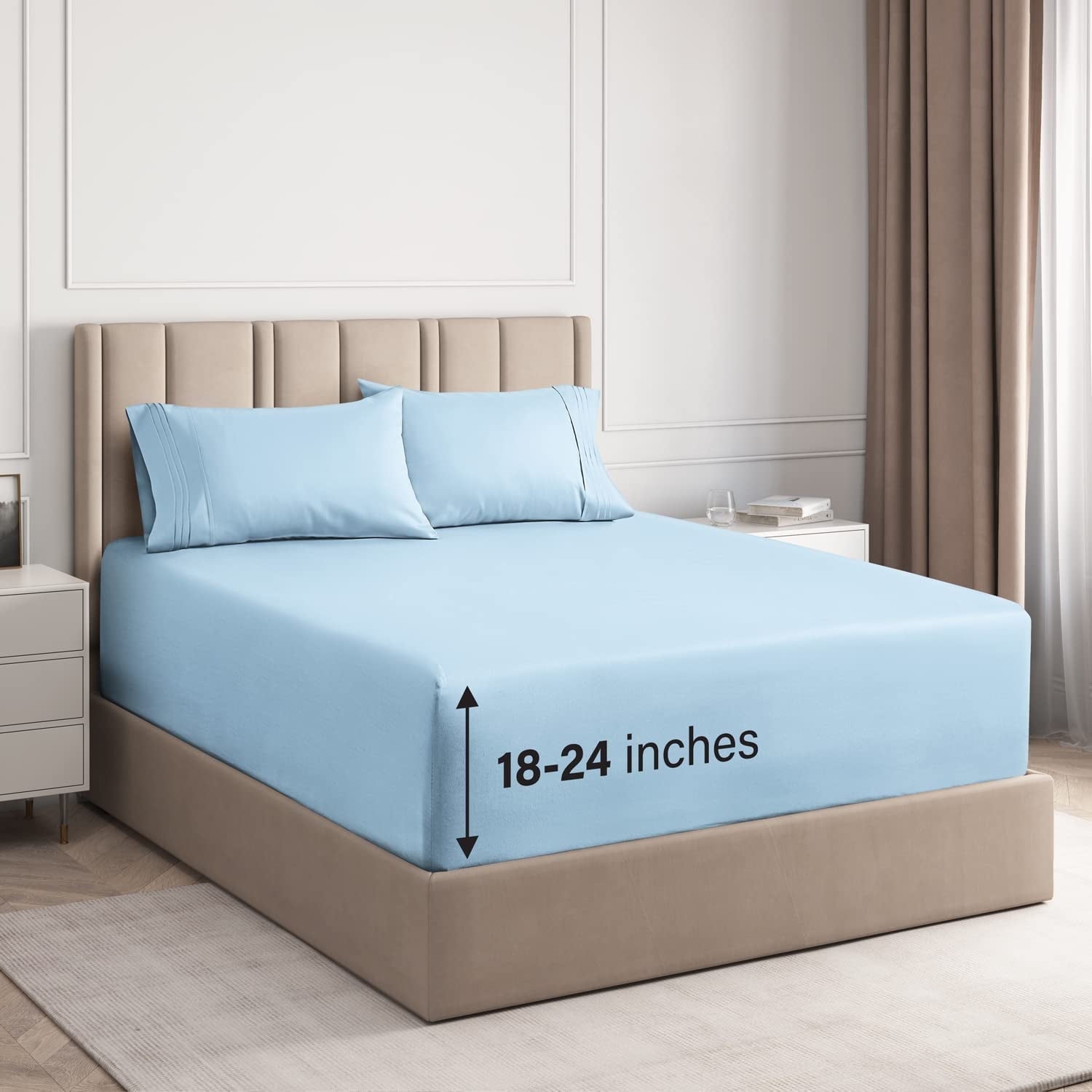 CGK Linens 4-Piece Extra Deep Pocket Sheet Set - Queen Size Breathable & Cooling Bed Sheets Fits 18"-24" Mattresses, White