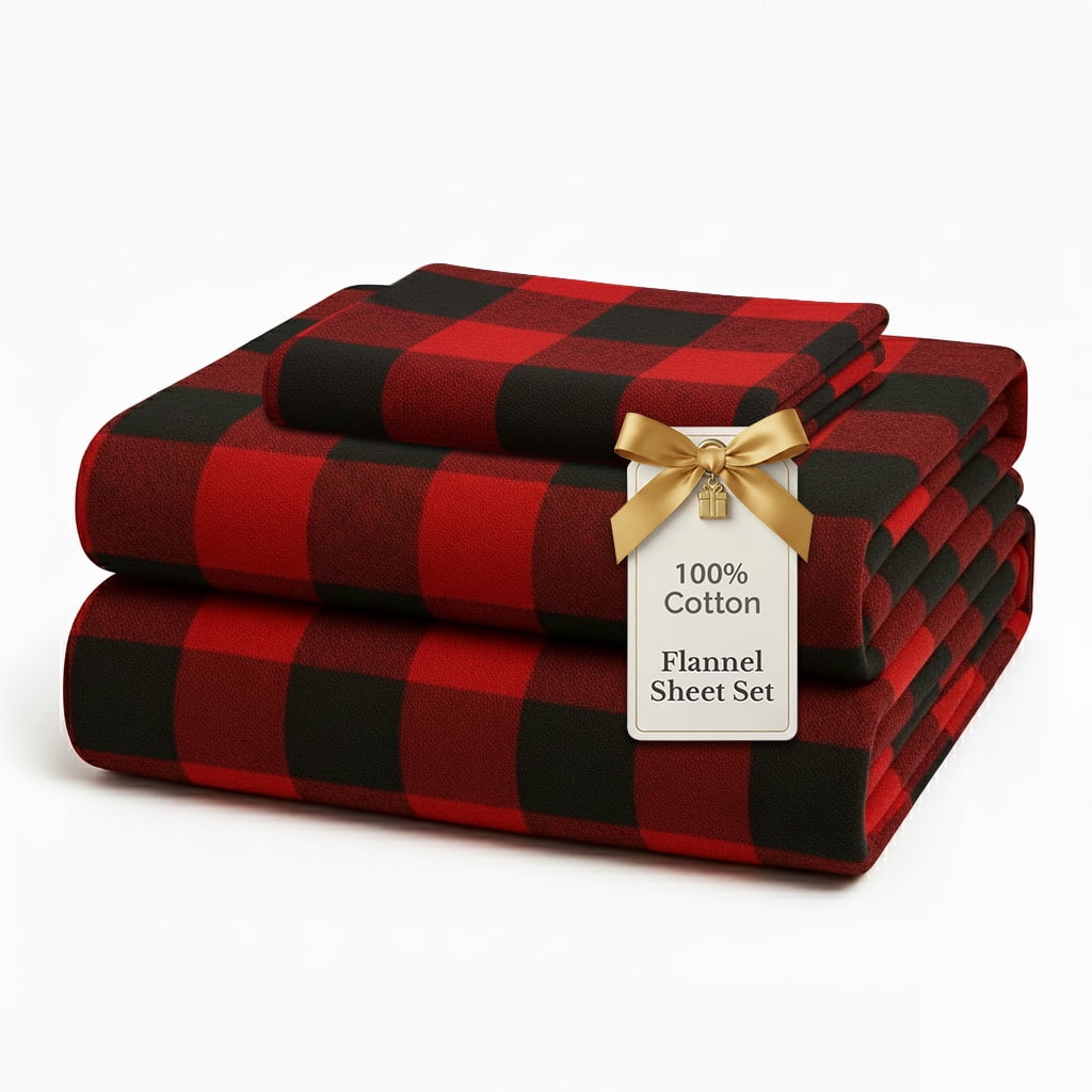 Casa Platino 3-Piece White Plaid 100% Cotton Bed Sheet Set, Twin – Deep Pocket