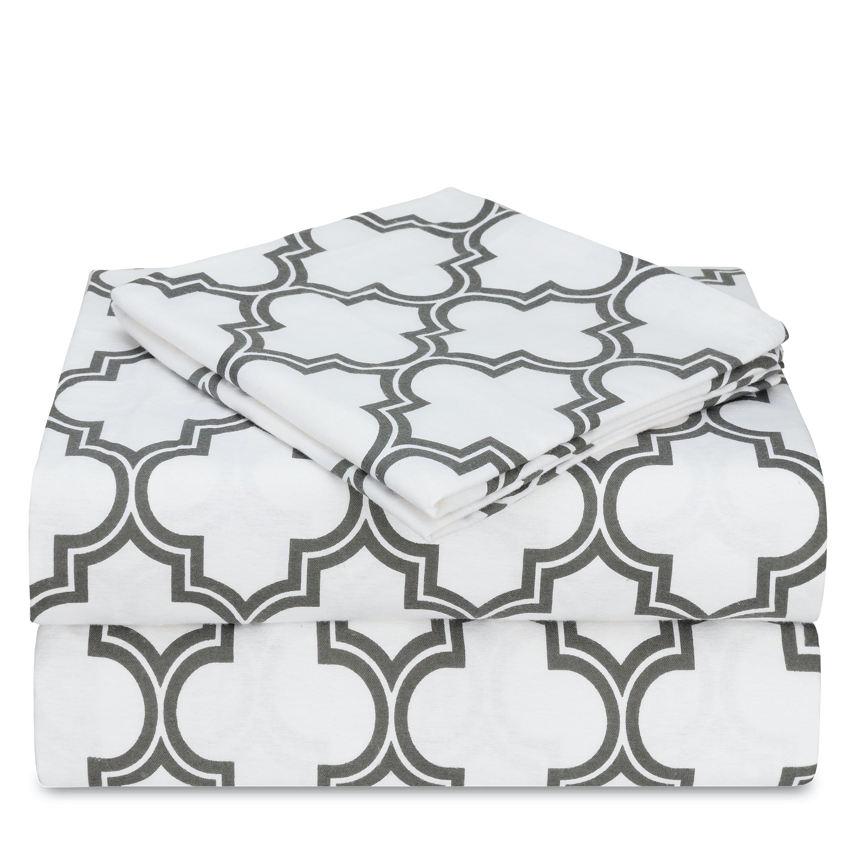 Casa Platino 3-Piece White Plaid 100% Cotton Bed Sheet Set, Twin – Deep Pocket