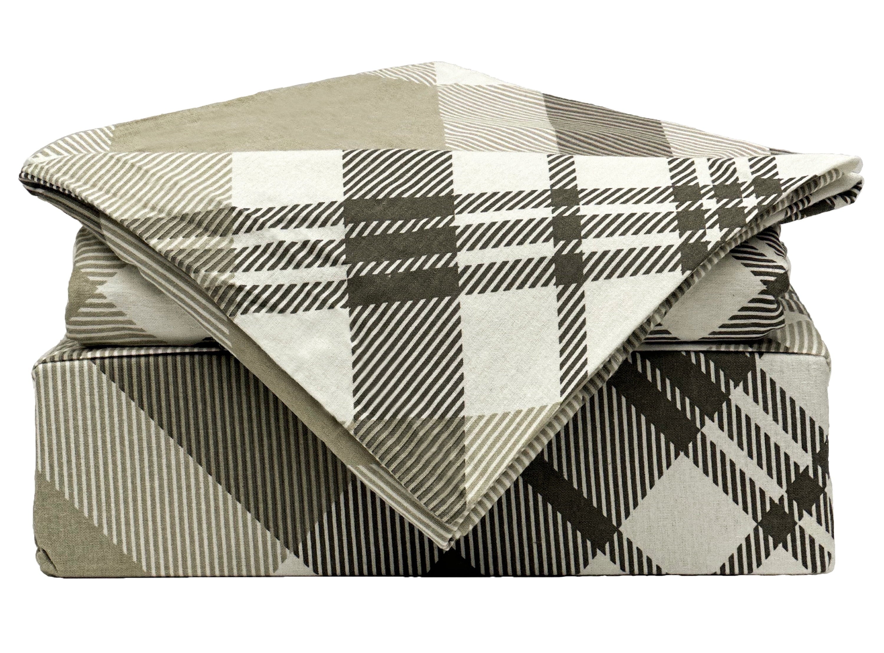 Casa Platino 3-Piece White Plaid 100% Cotton Bed Sheet Set, Twin – Deep Pocket