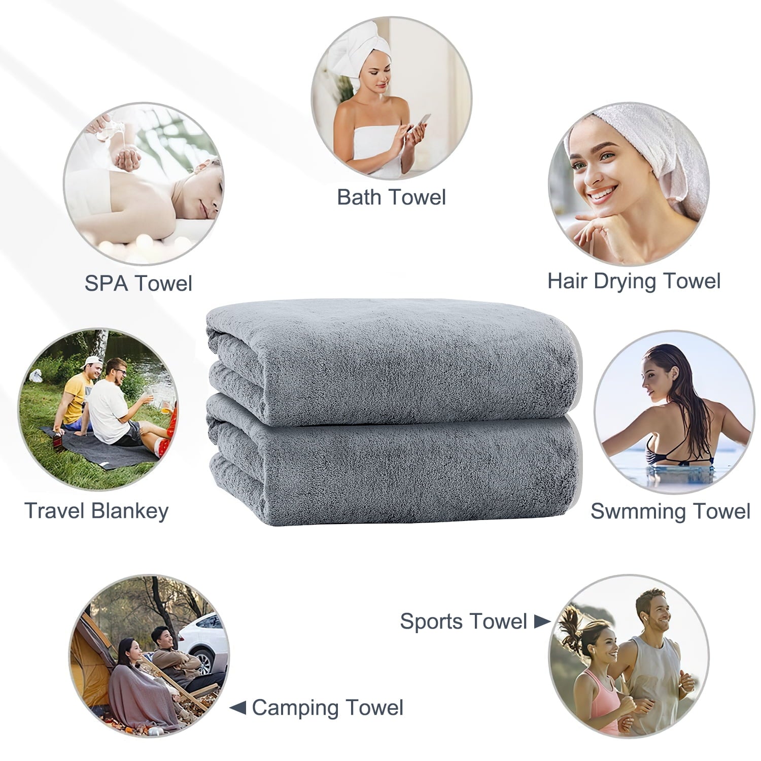 Bath Towels Set of 4, Large 28"x 55" Bath Towels Highly Absorbent & Quick Dry, 100% Microfiber Bath Sheets, Soft Luxurious Towels for Bathroom Spa Hotel Gym
