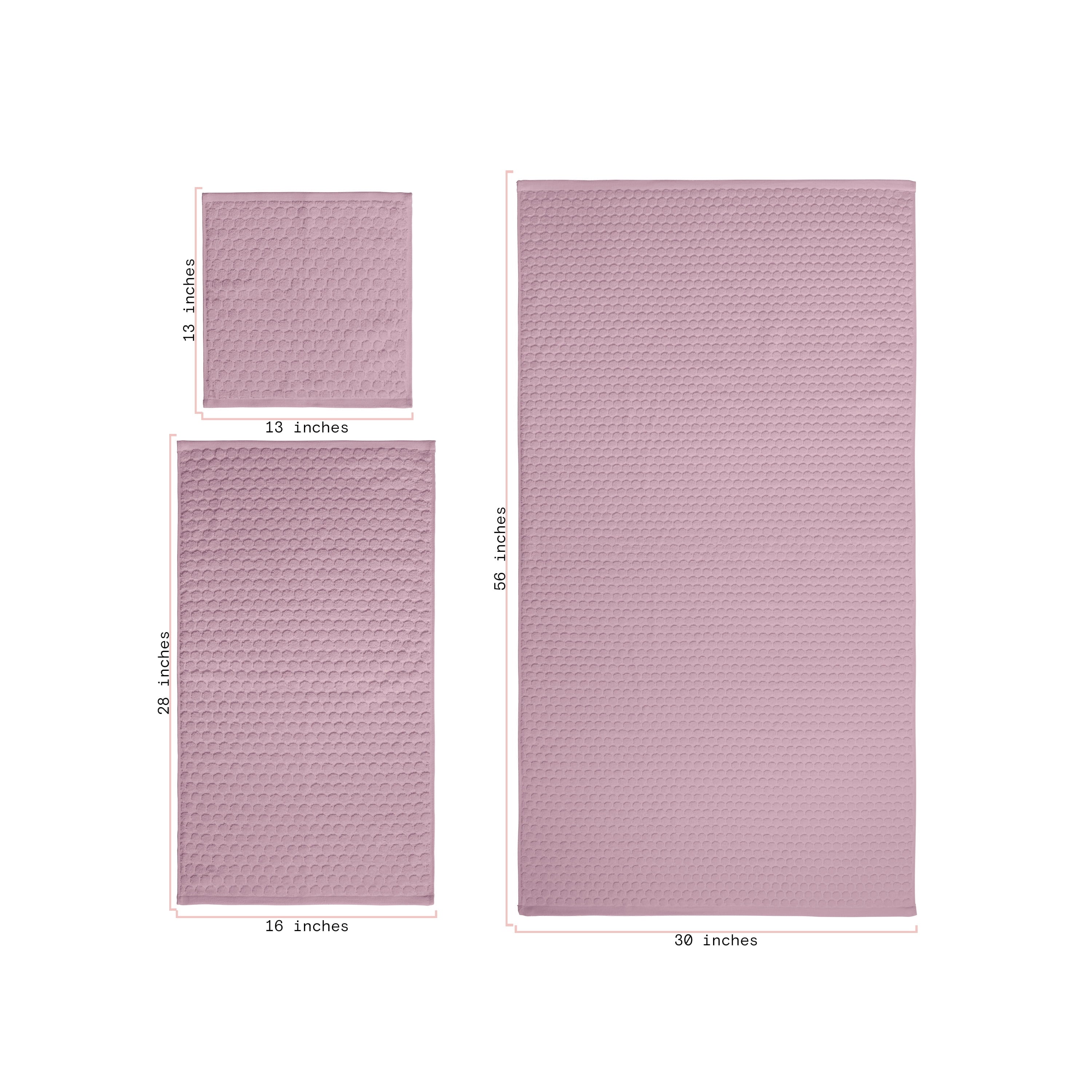 Beautiful by Drew Barrymore 6-Piece Dot Bath Towel Set, Soft 100% Cotton, Rose Pink