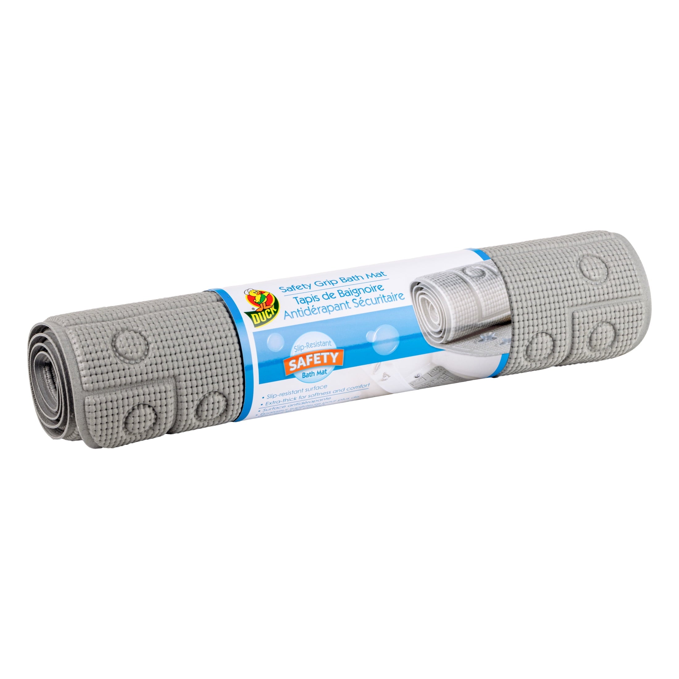 Duck Brand 17" x 36" PVC Safety Grip Bathtub Mat with Suction Cups, Gray